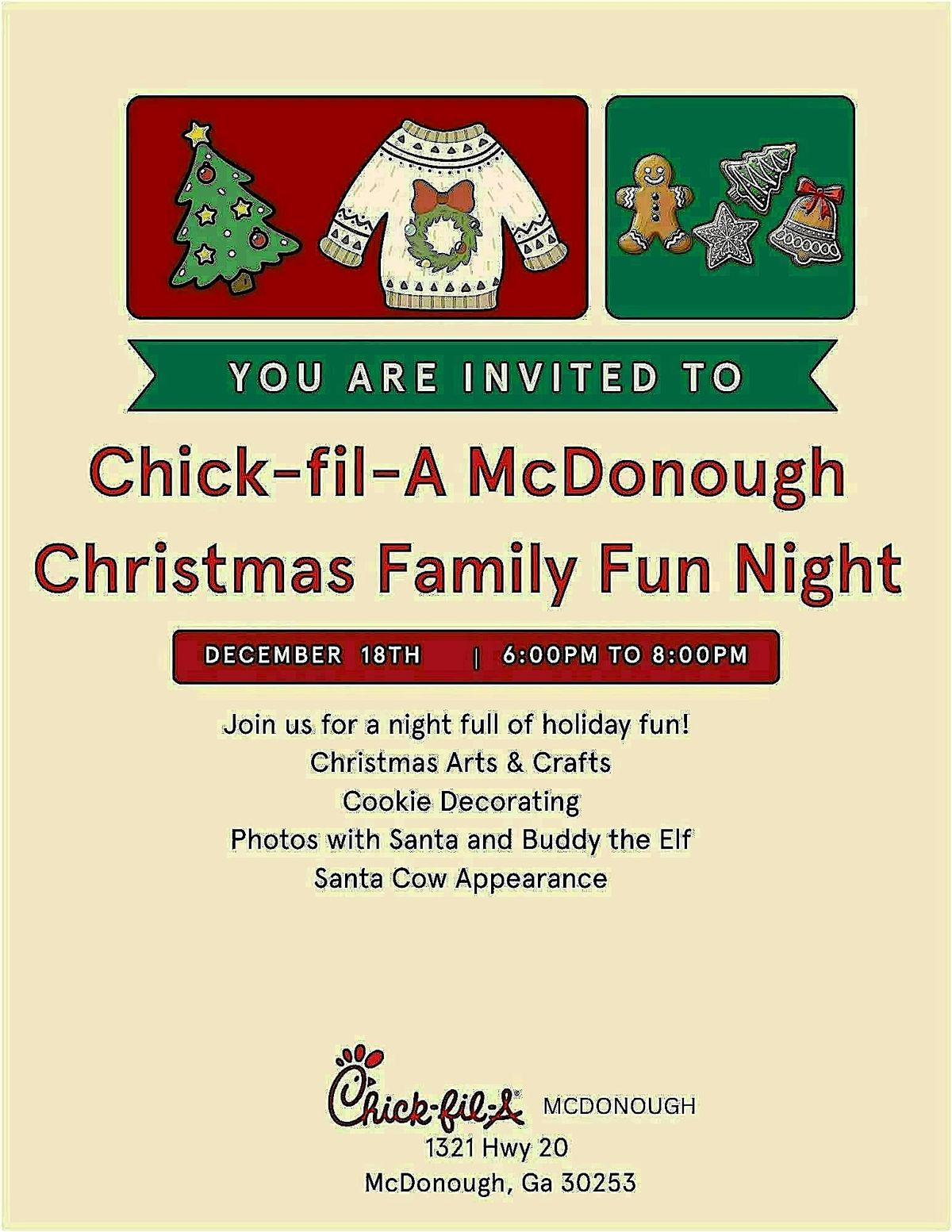 Christmas Family  Night at Chick-fil-A McDonough