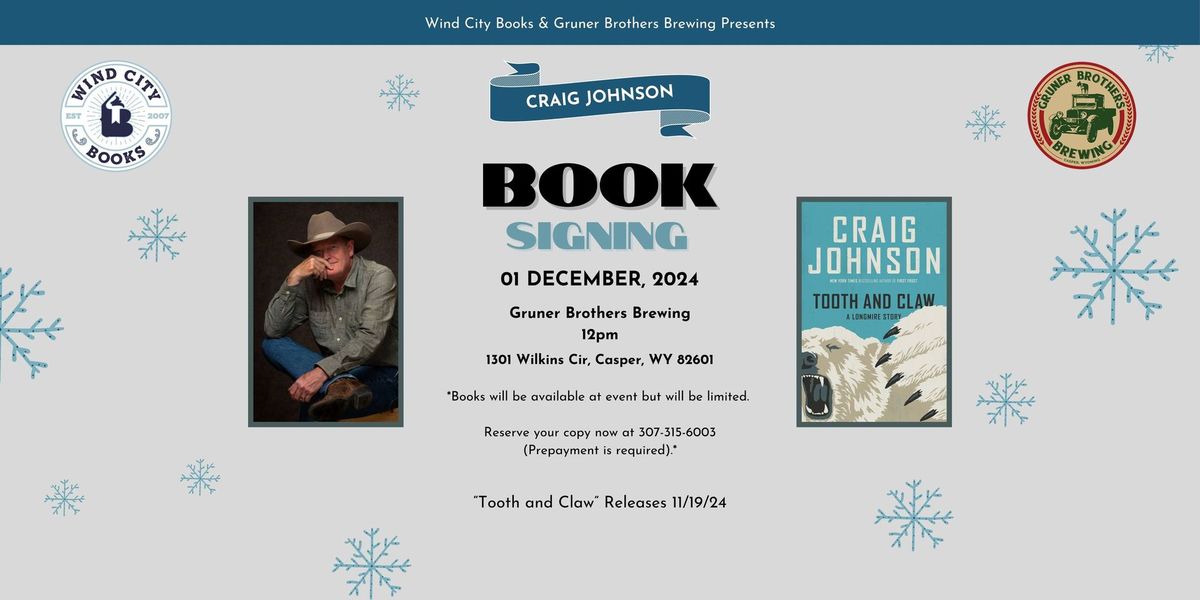 Book Signing with Craig Johnson featuring "Tooth and Claw" at Gruner Brothers Brewing