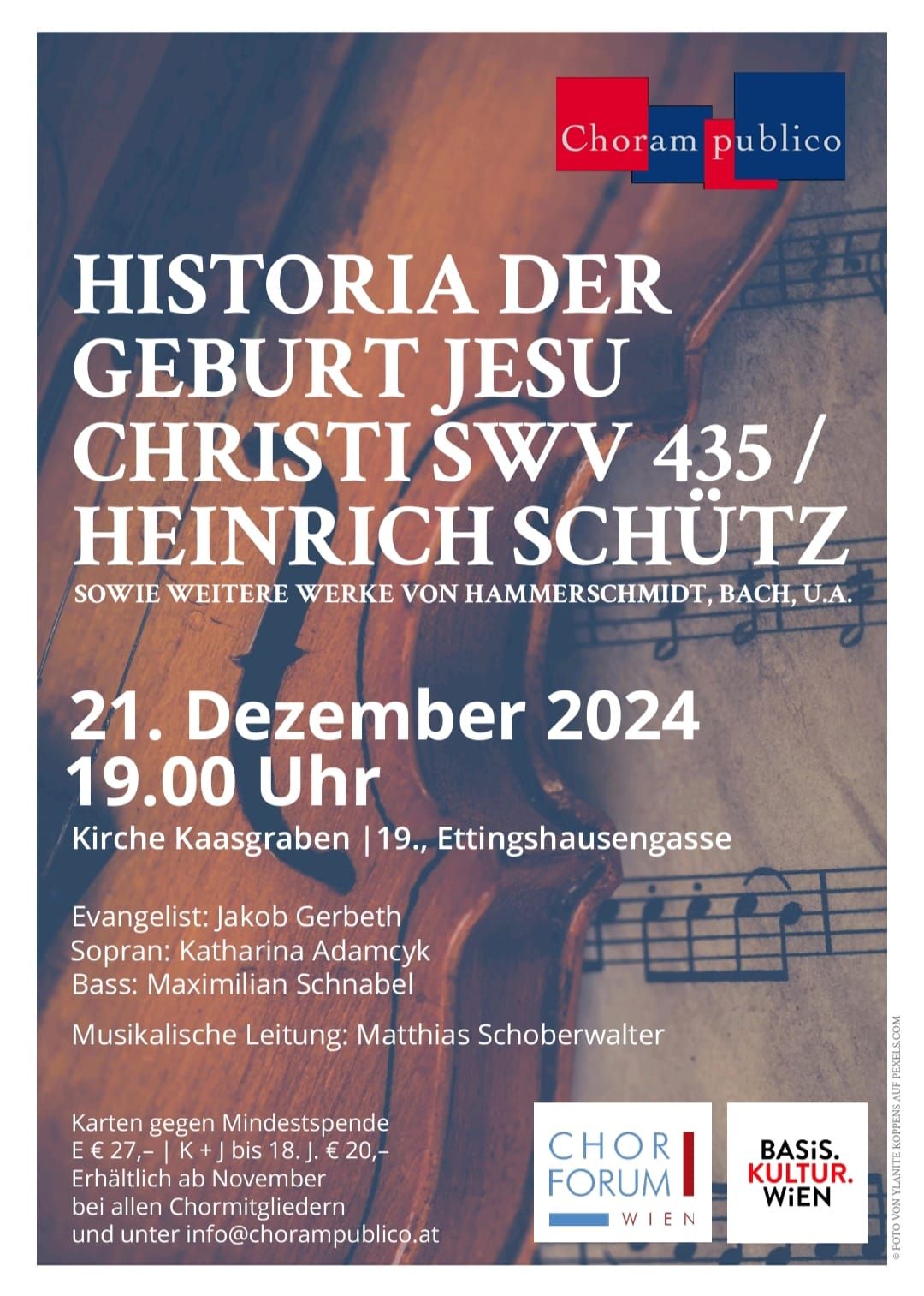 Weihnachtshistorie von Heinrich Sch\u00fctz mit Orchester und Solist:innen