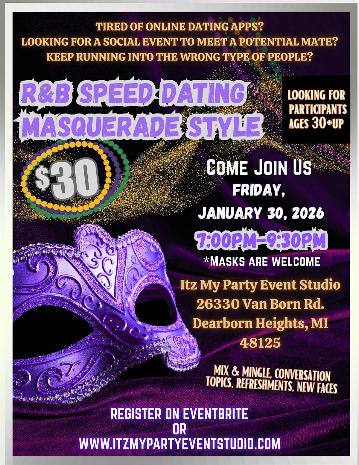 R&B Speed Dating Masquerade Style