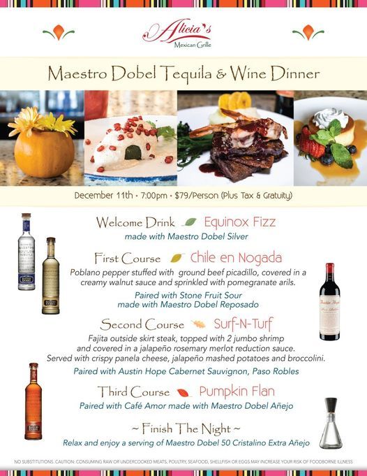 Alicia's Sugar Land - Maestro Dobel Tequila & Wine Dinner