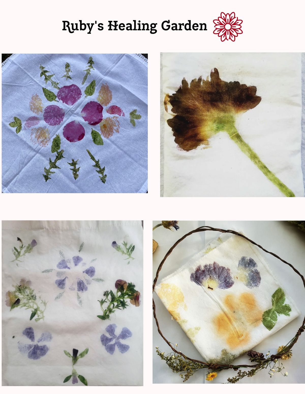 Flower-leaf prints + Natural Fabric Dyeing 