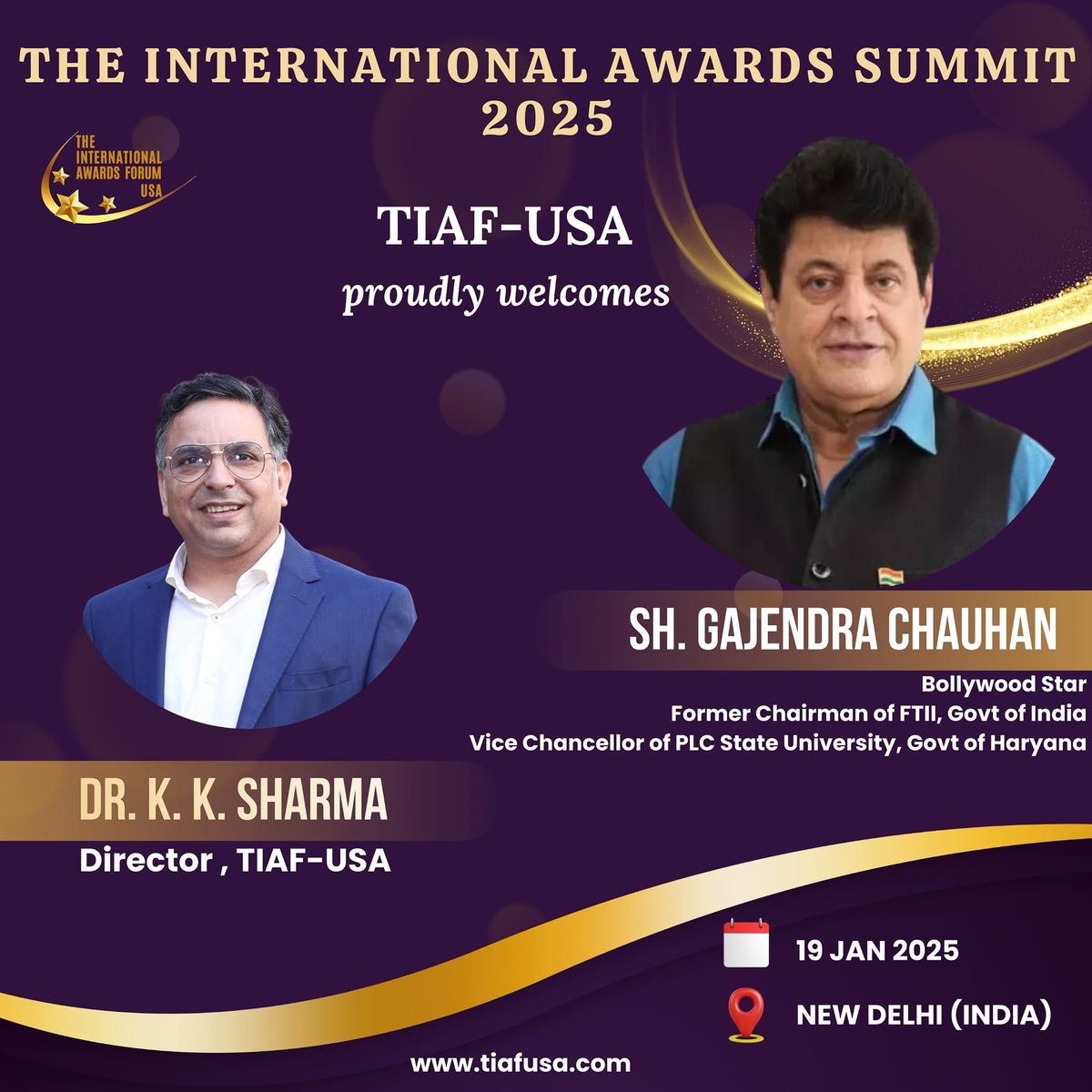 A Glorious and Grand welcome to Sh. Gajendra Chauhan as Chief Guest at The International Awards Summit 2025