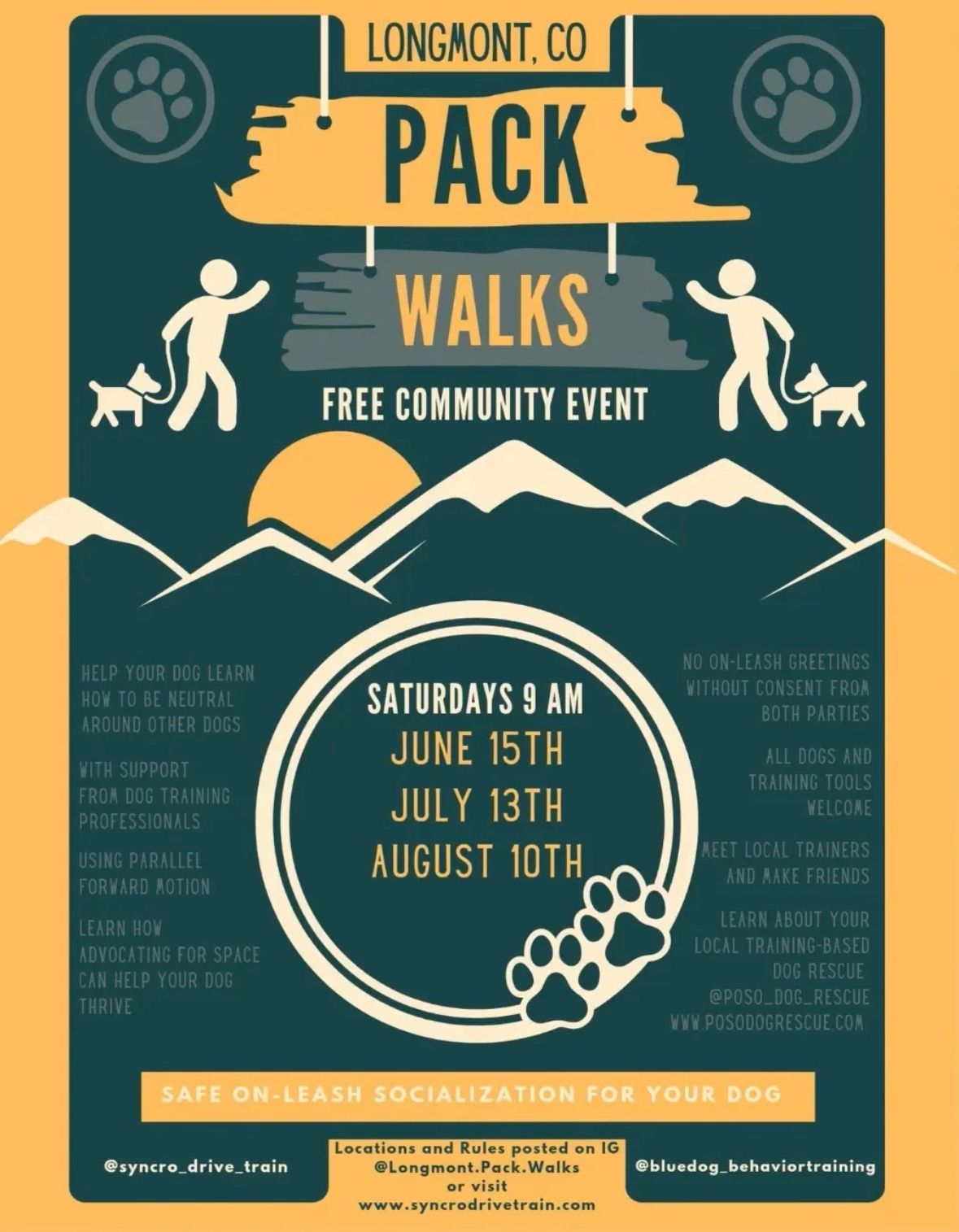 FREE LONGMONT PACK WALK - Trainer Lead