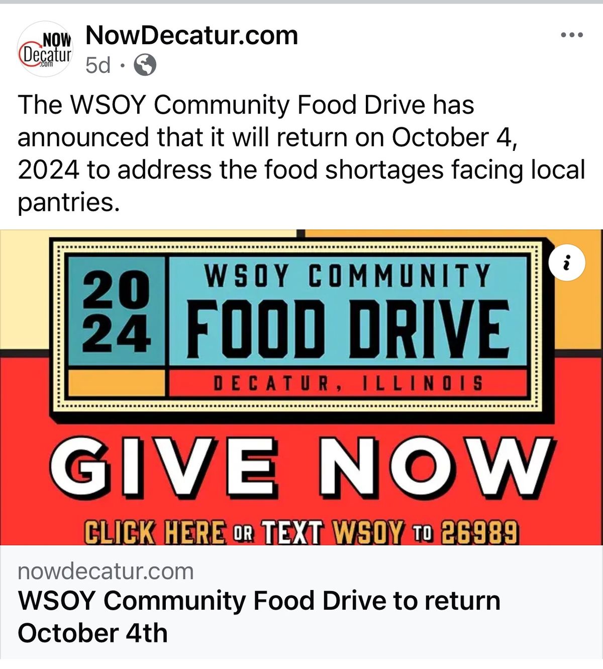 WSOY Community Food Drive