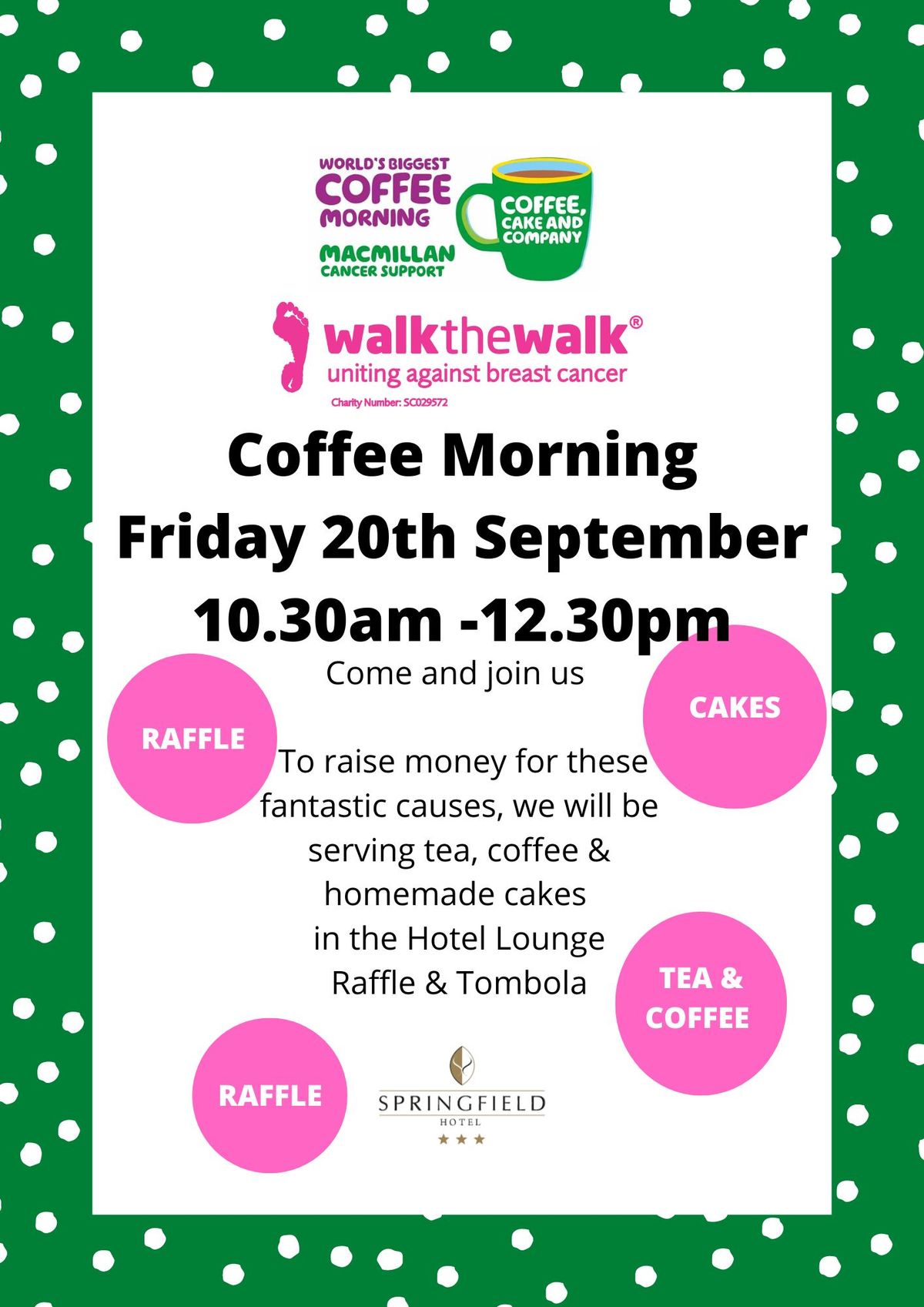 Macmillan & Breast Cancer Coffee Morning - Friday 20th Sept 2024