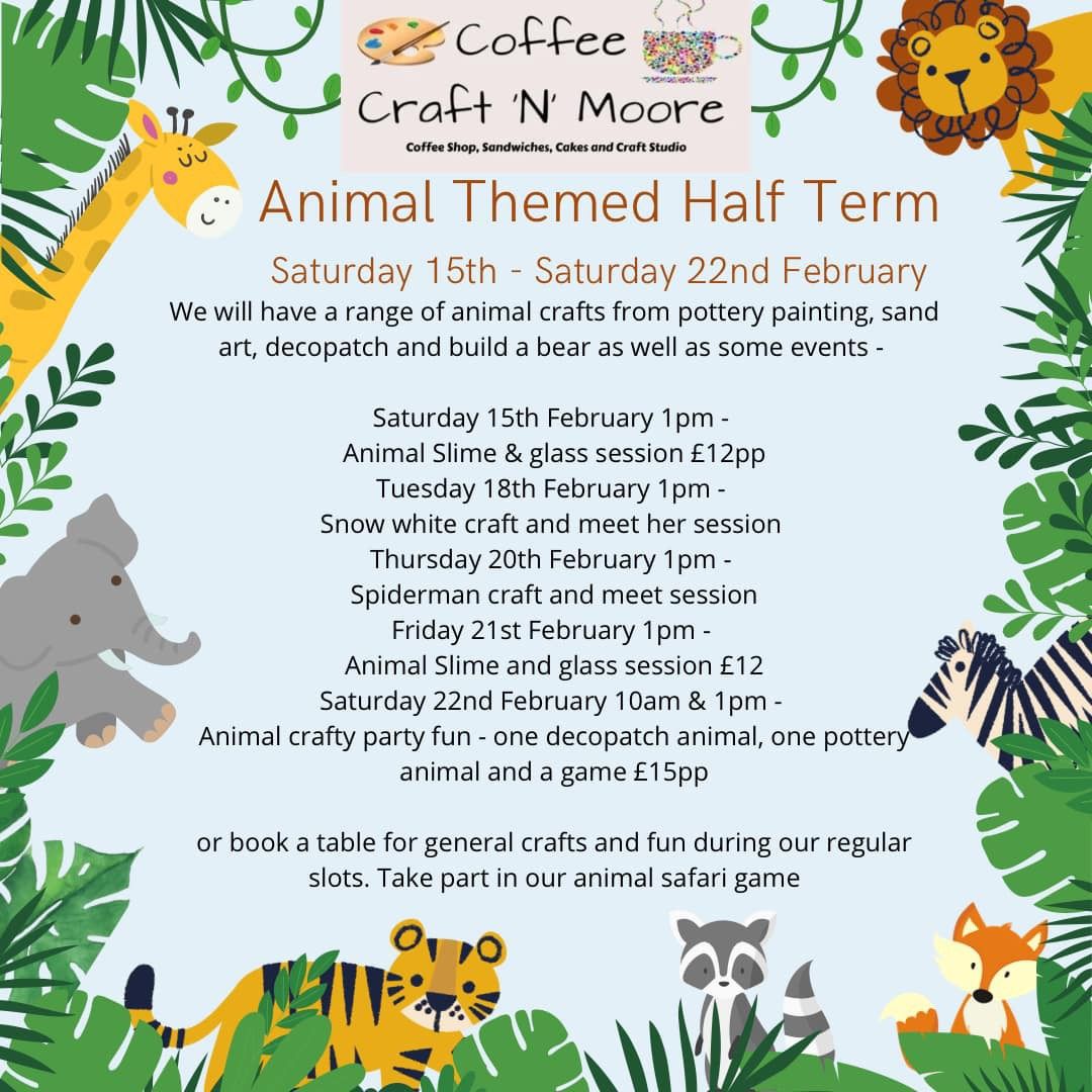 Animal crafting party February half term .