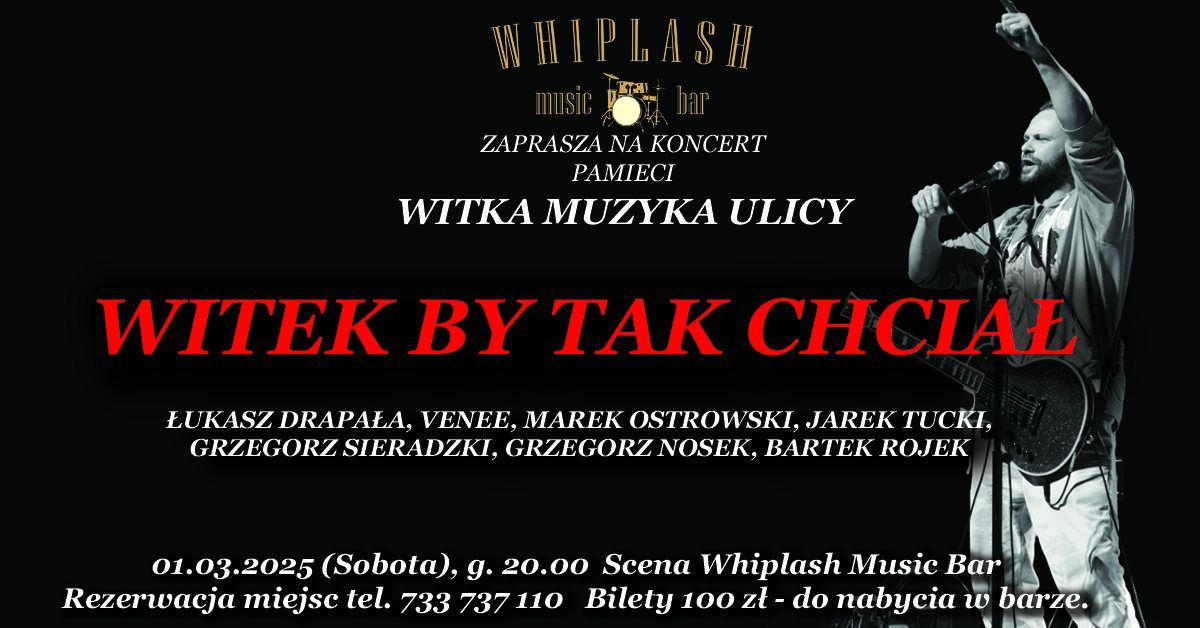 "WITEK BY TAK CHCIA\u0141" - koncert pami\u0119ci WITKA MUZYKA ULICY.