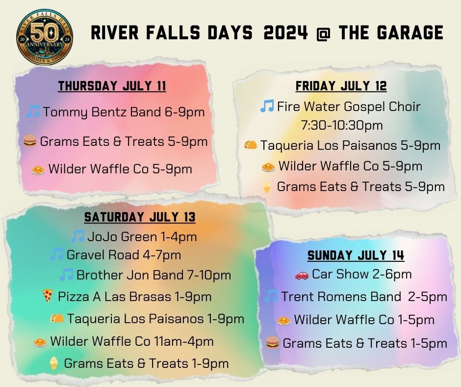 River Falls Days Events @ The Garage