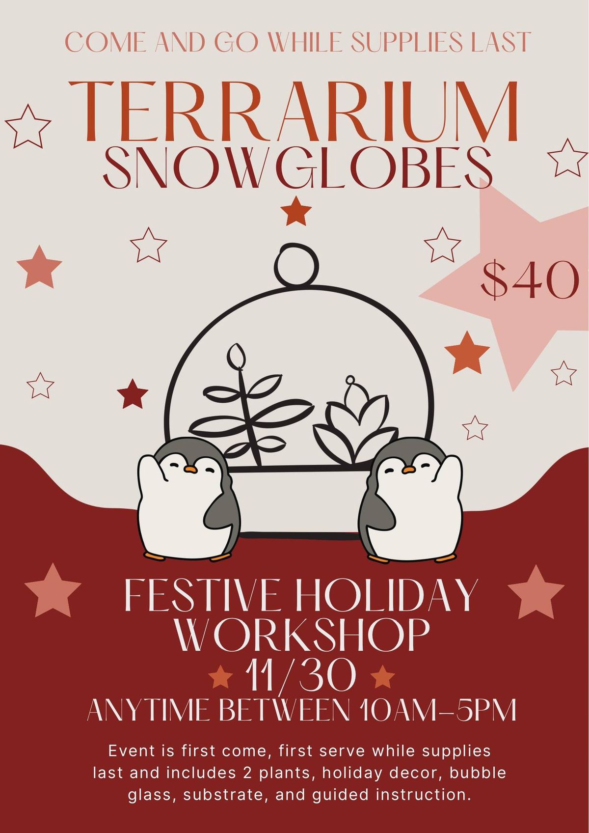 November Terrarium Workshop for Small Business Saturday