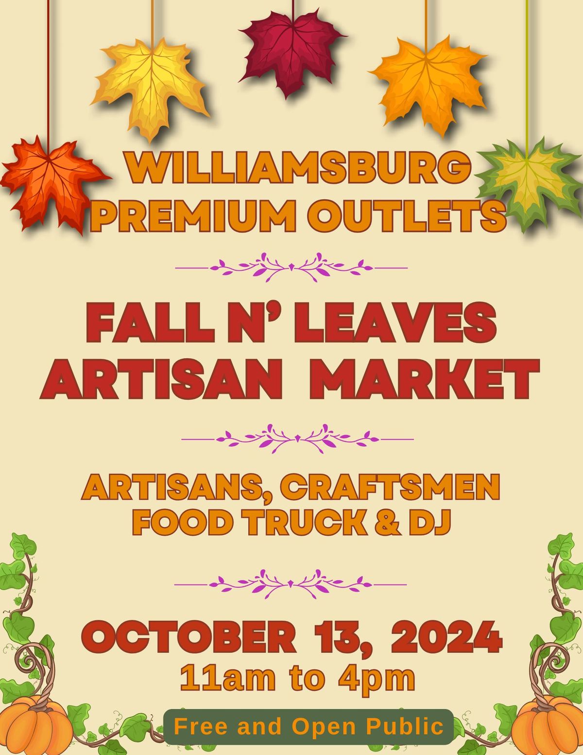 Fall N' Leaves Artisan Market - Williamsburg Premium Outlets