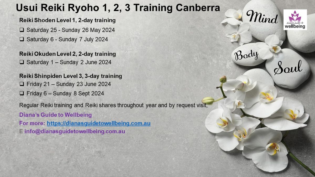 Usui Reiki Ryoho Shoden Level 1 Training Canberra, 2-day course