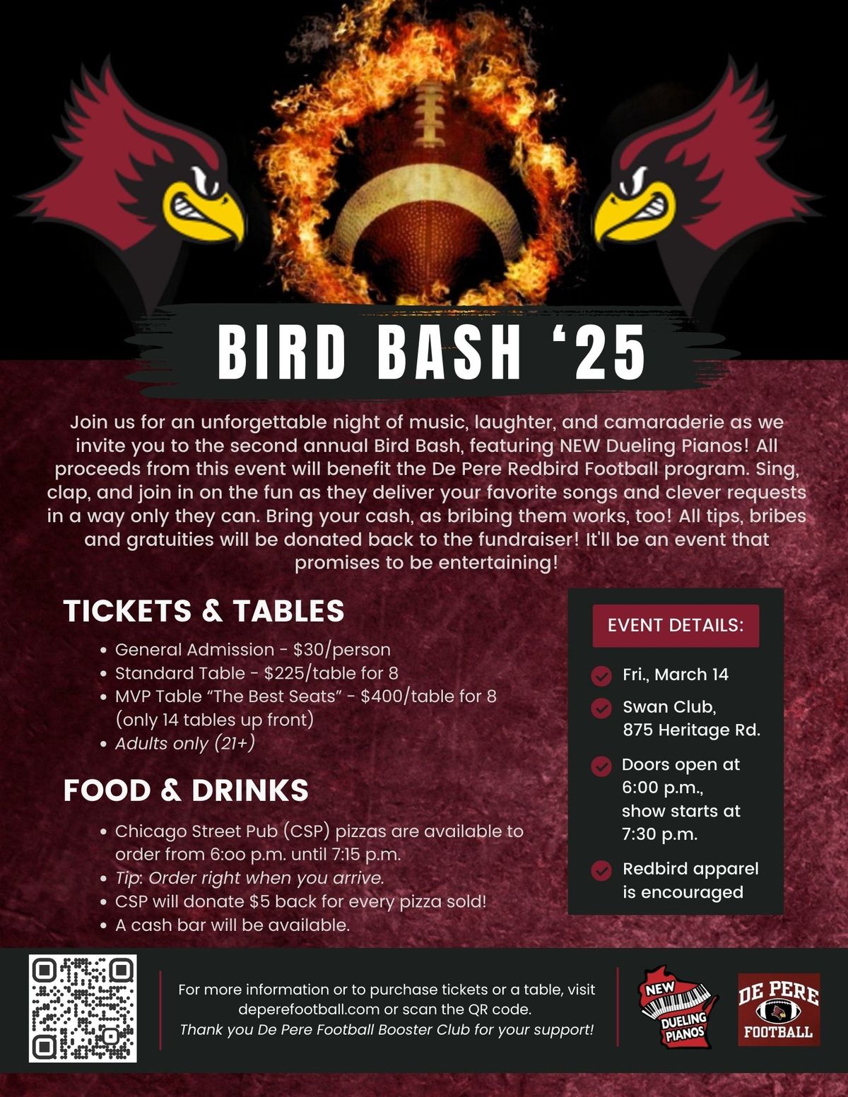 Bird Bash '25 w\/NEW Dueling Pianos! 