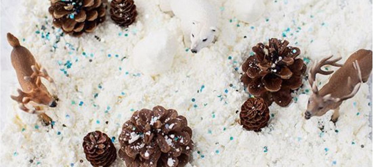 Winter theme sensory bin making