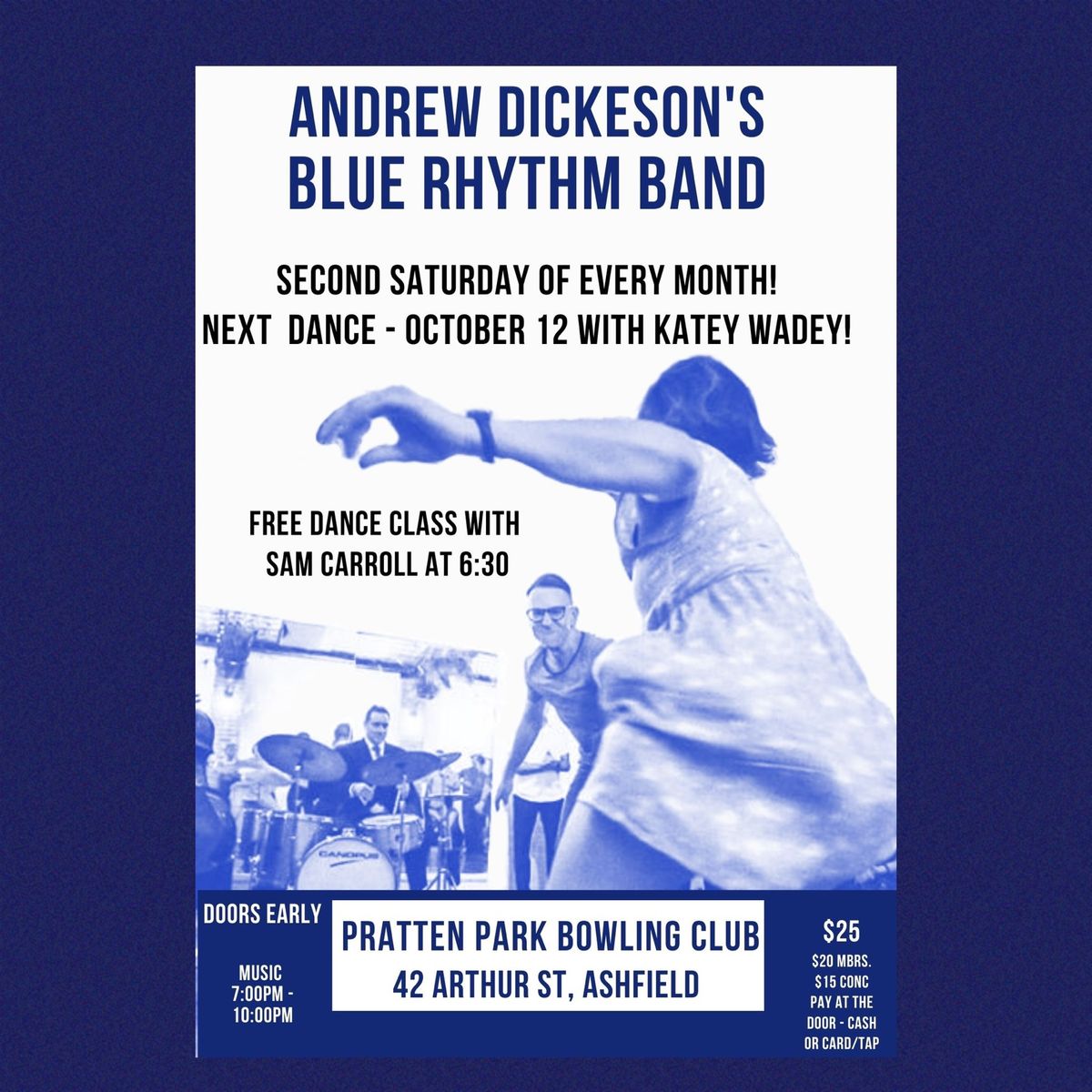 October 12 - the Blue Rhythm Band swings Ashfield with Katey Wadey 