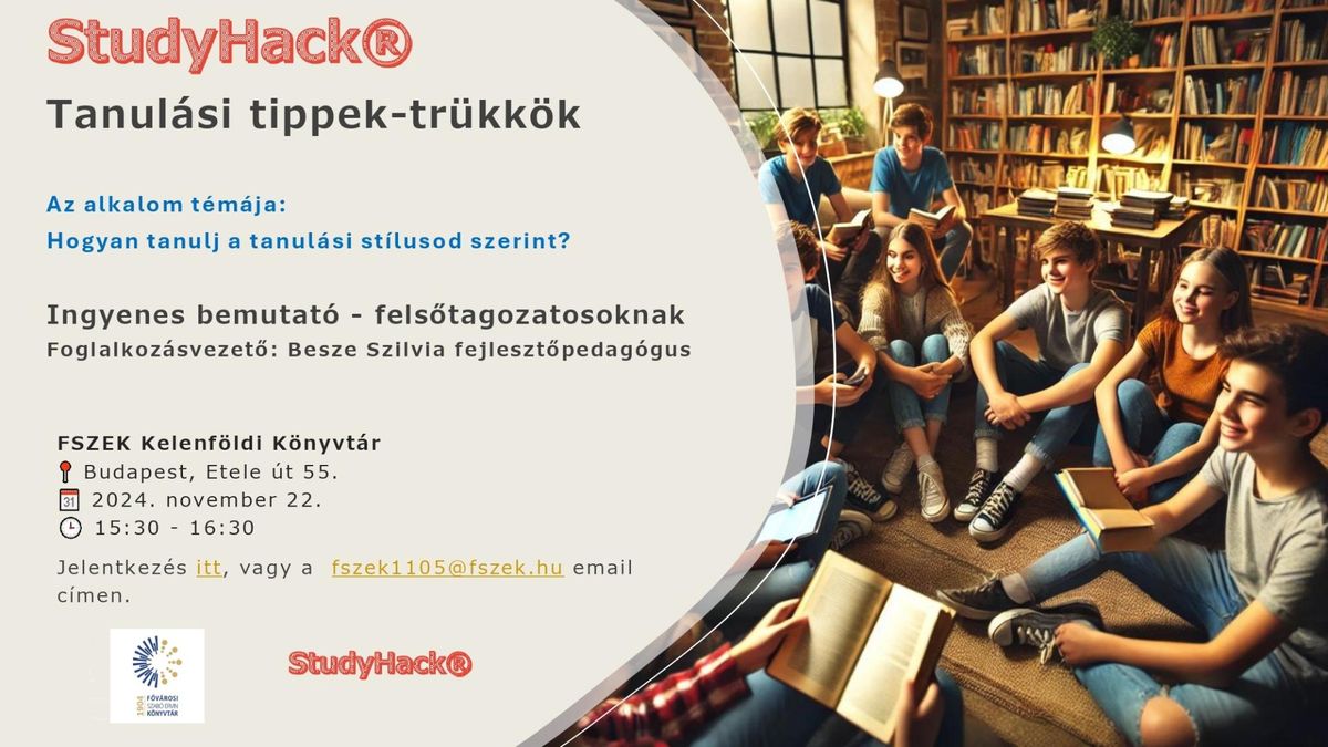 StudyHack\u00ae - Tanul\u00e1si tippek-tr\u00fckk\u00f6k bemutat\u00f3 tr\u00e9ning