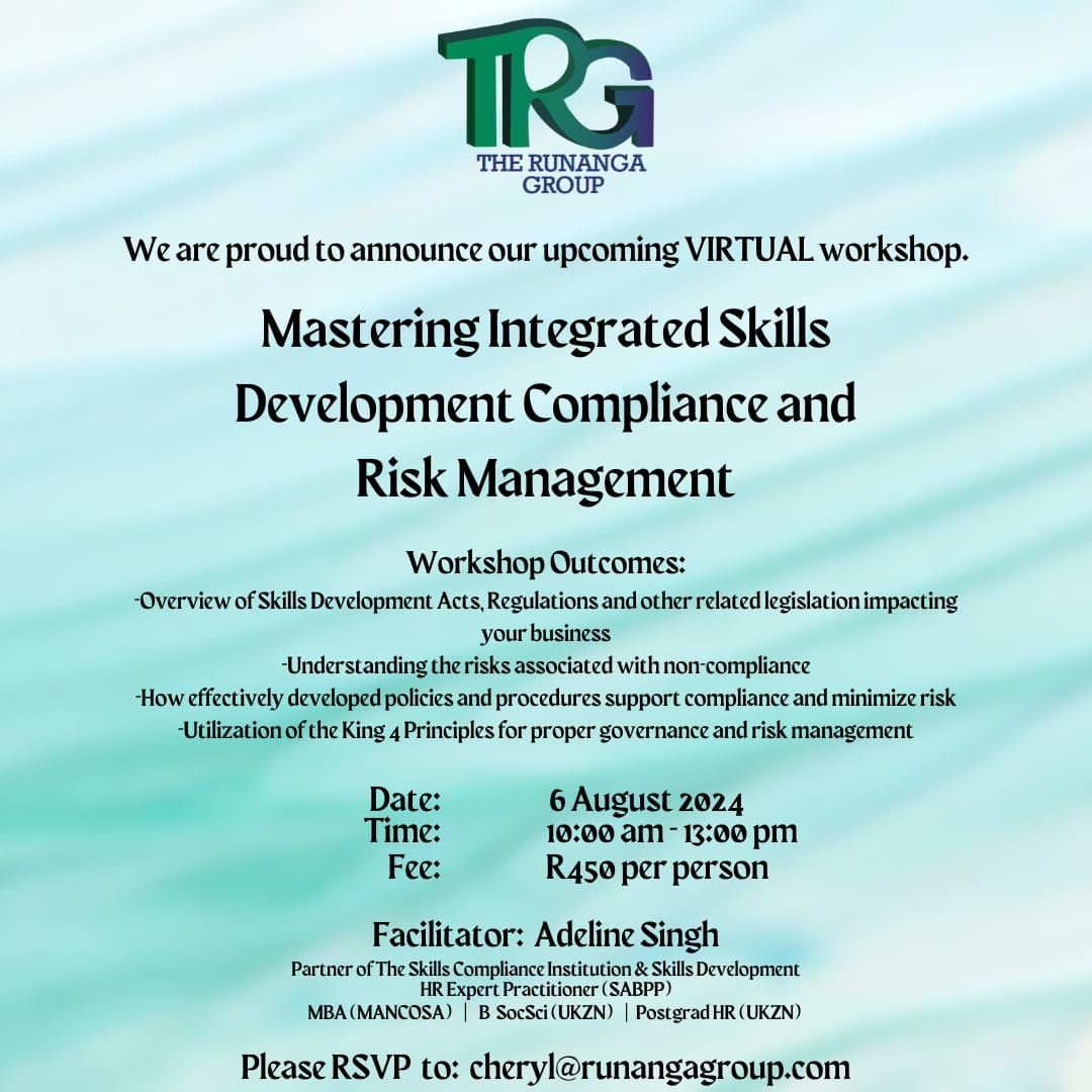 Virtual Workshop: Integrated Skills Development Compliance and Risk Management Practices