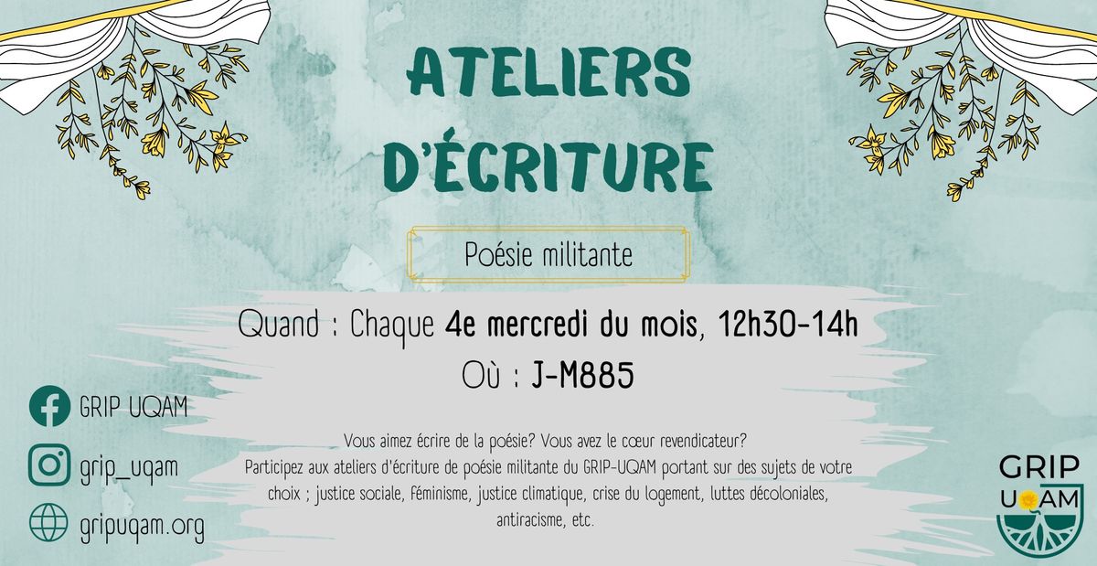 Atelier d'\u00e9criture - Po\u00e9sie militante