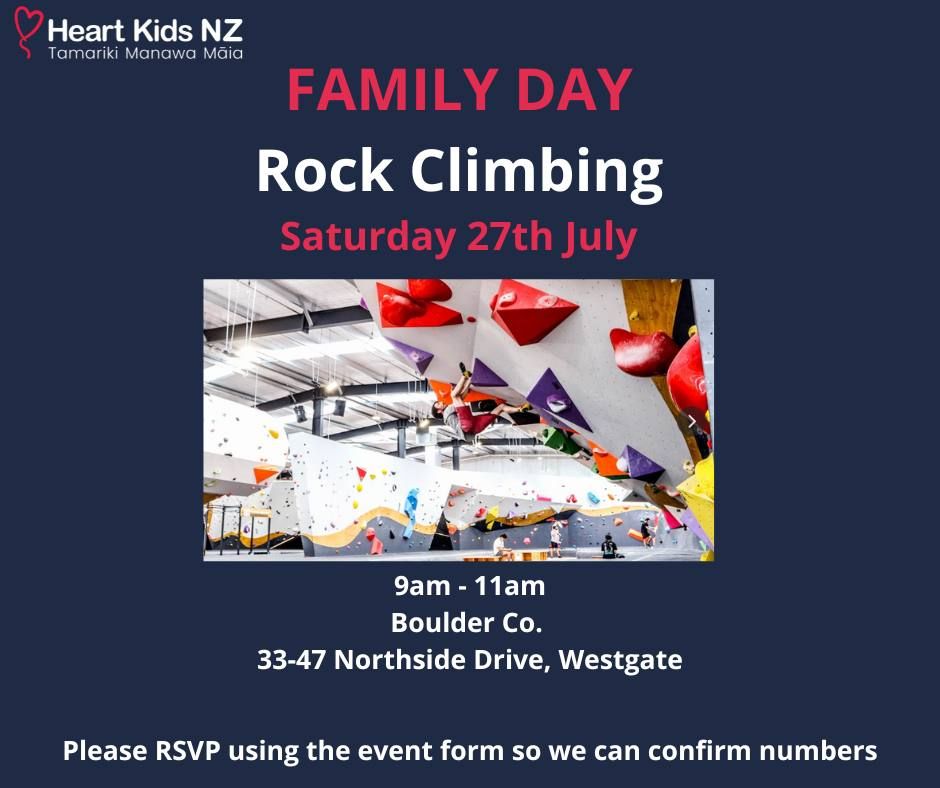 Heart Kids Auckland Family Day: Rock Climbing - please register using link in event info!