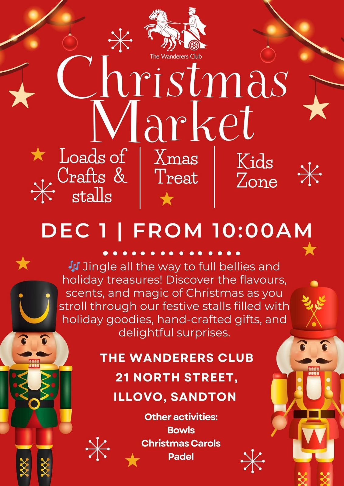 THE WANDERERS CLUB CHRISTMAS MARKET DECEMBER 1st