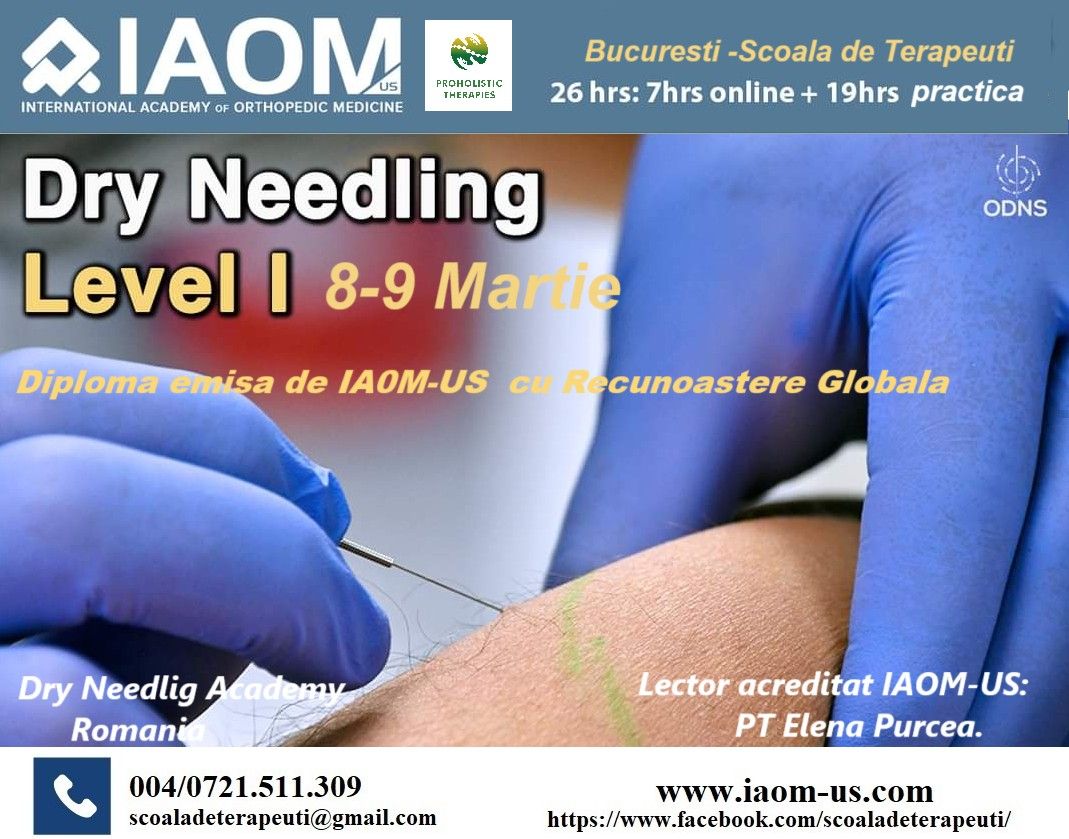 Curs Dry Needling Level 1 Diploma Acreditata international de IAOM-US