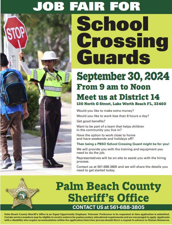 Job Fair for School Crossing Guard at District 14 Palm Beach County Sheriff's Office