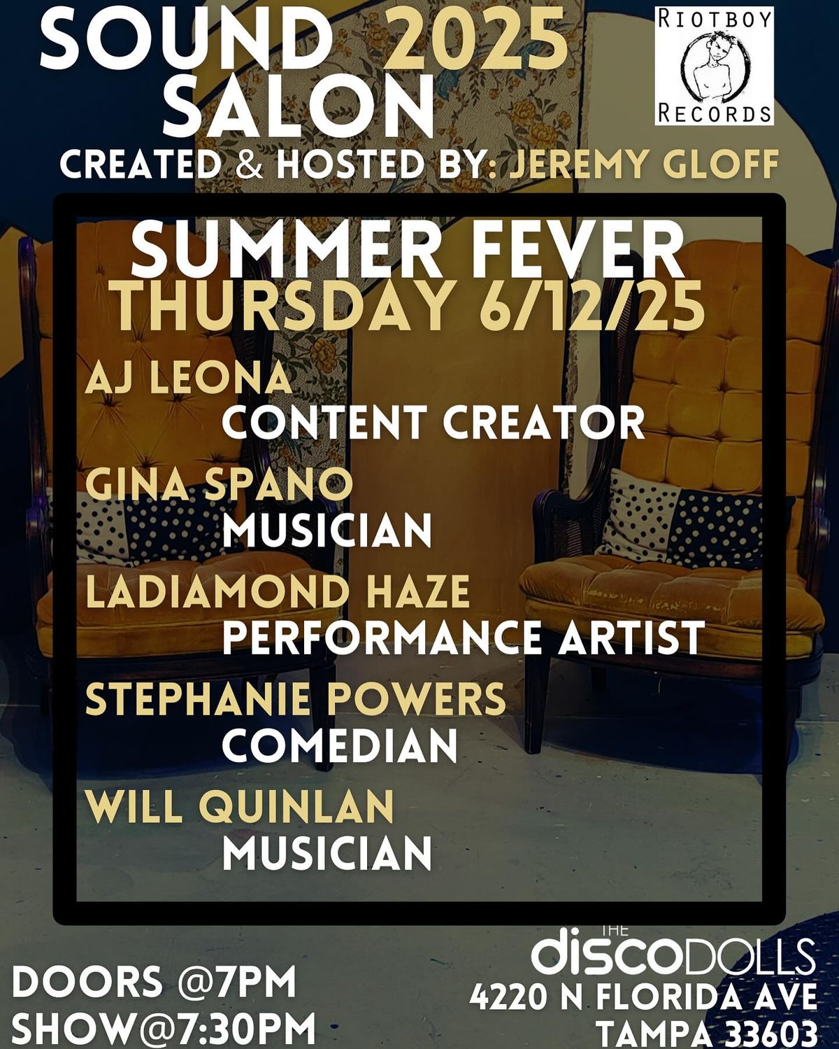 SoundSalon: Summer Fever w\/AJ Leona, Gina Spano, Stephanie Powers, LaDiamond Haze, and Will Quinlan