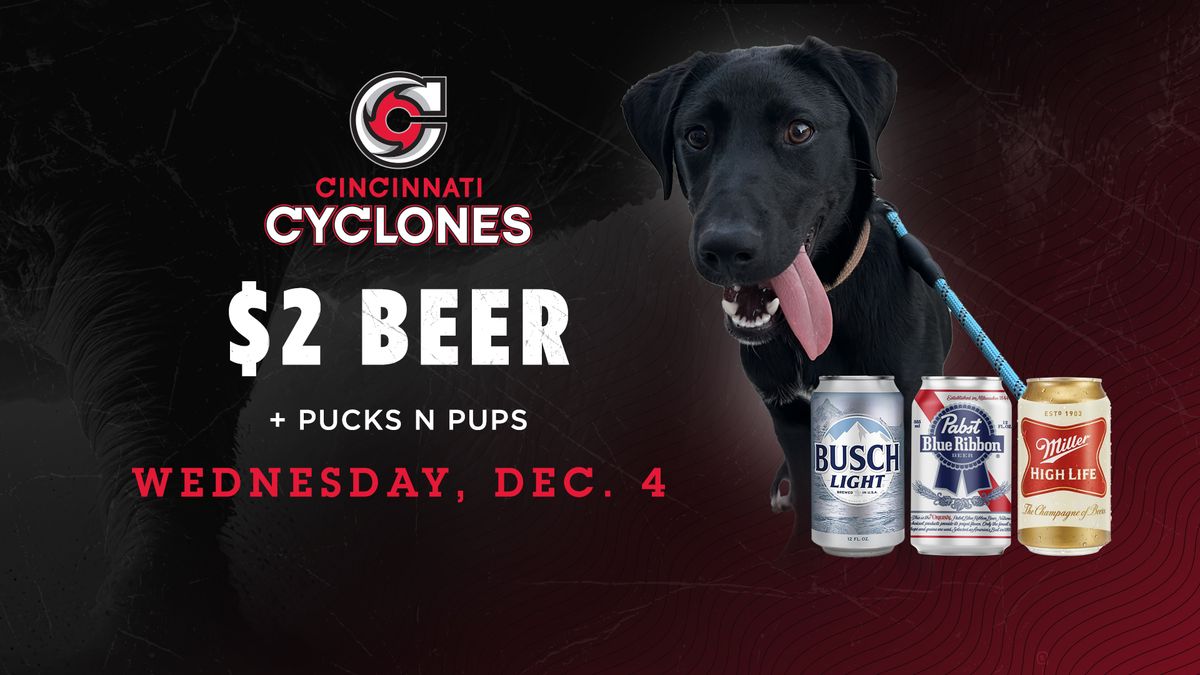 Cyclones Hockey - $2 Beer + Pucks N Pups