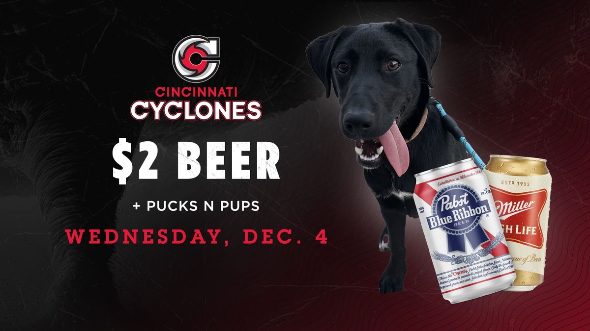 Cyclones Hockey - $2 Beer + Pucks N Pups