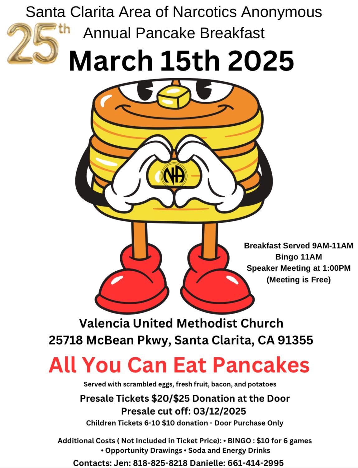 Santa Clarita Area of N.A. 25th Annual Pancake Breakfast