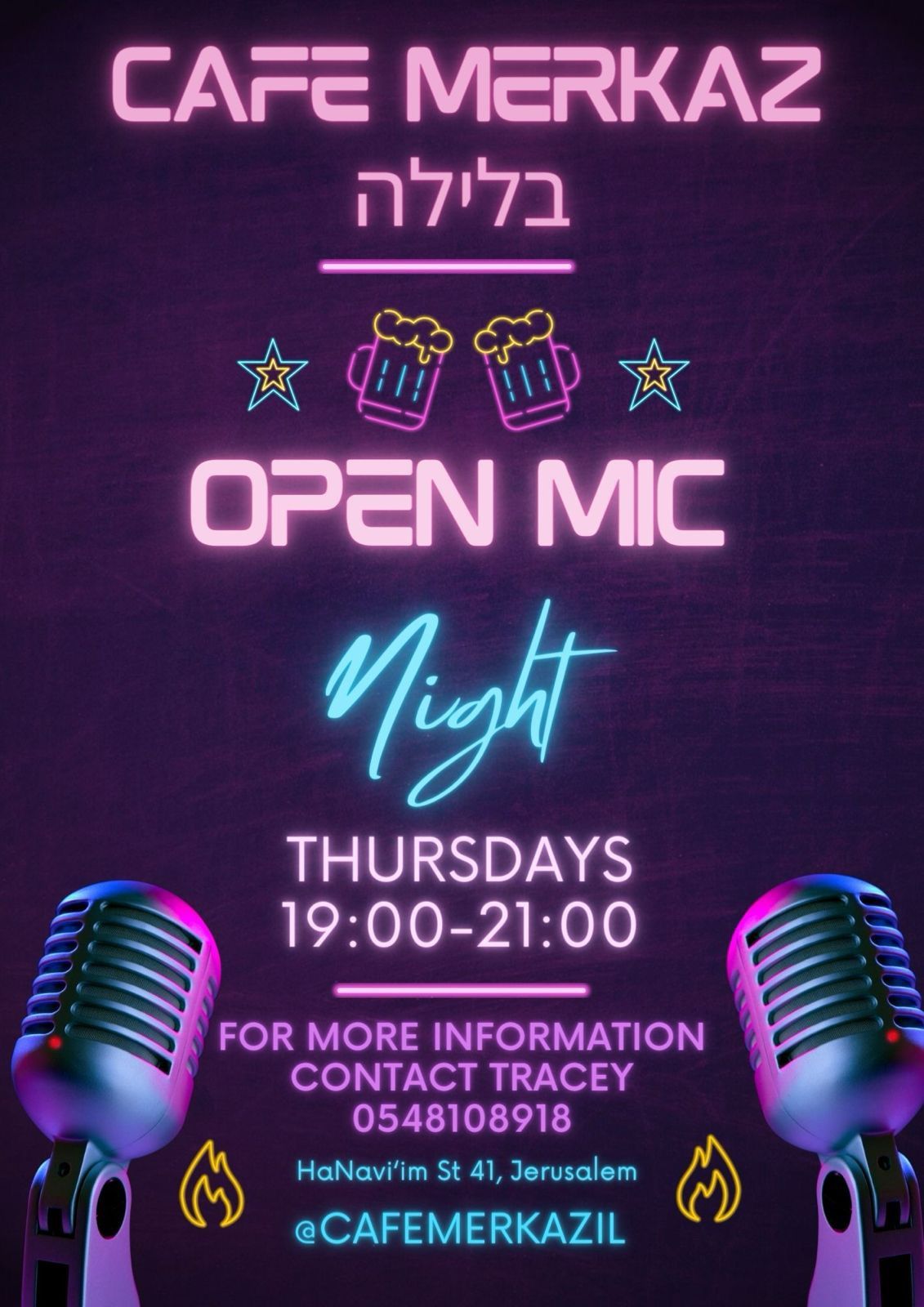 Open Mic at Cafe Merkaz Jerusalem 