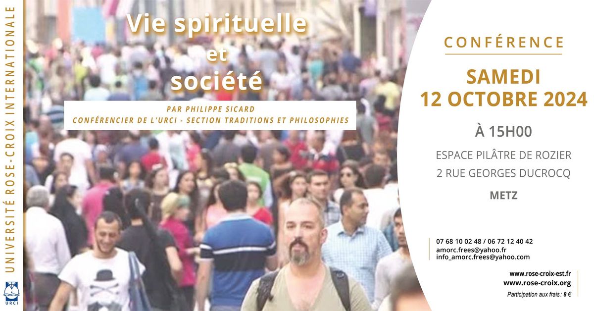 Conf\u00e9rence | Vie spirituelle et soci\u00e9t\u00e9