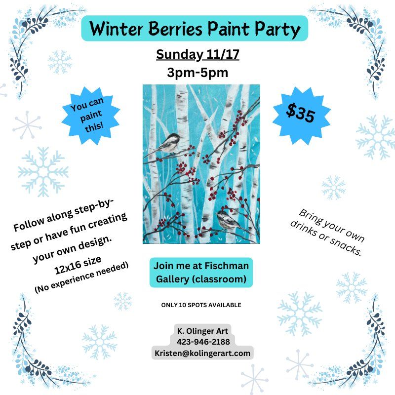 Winter Berries Canvas Paint Party