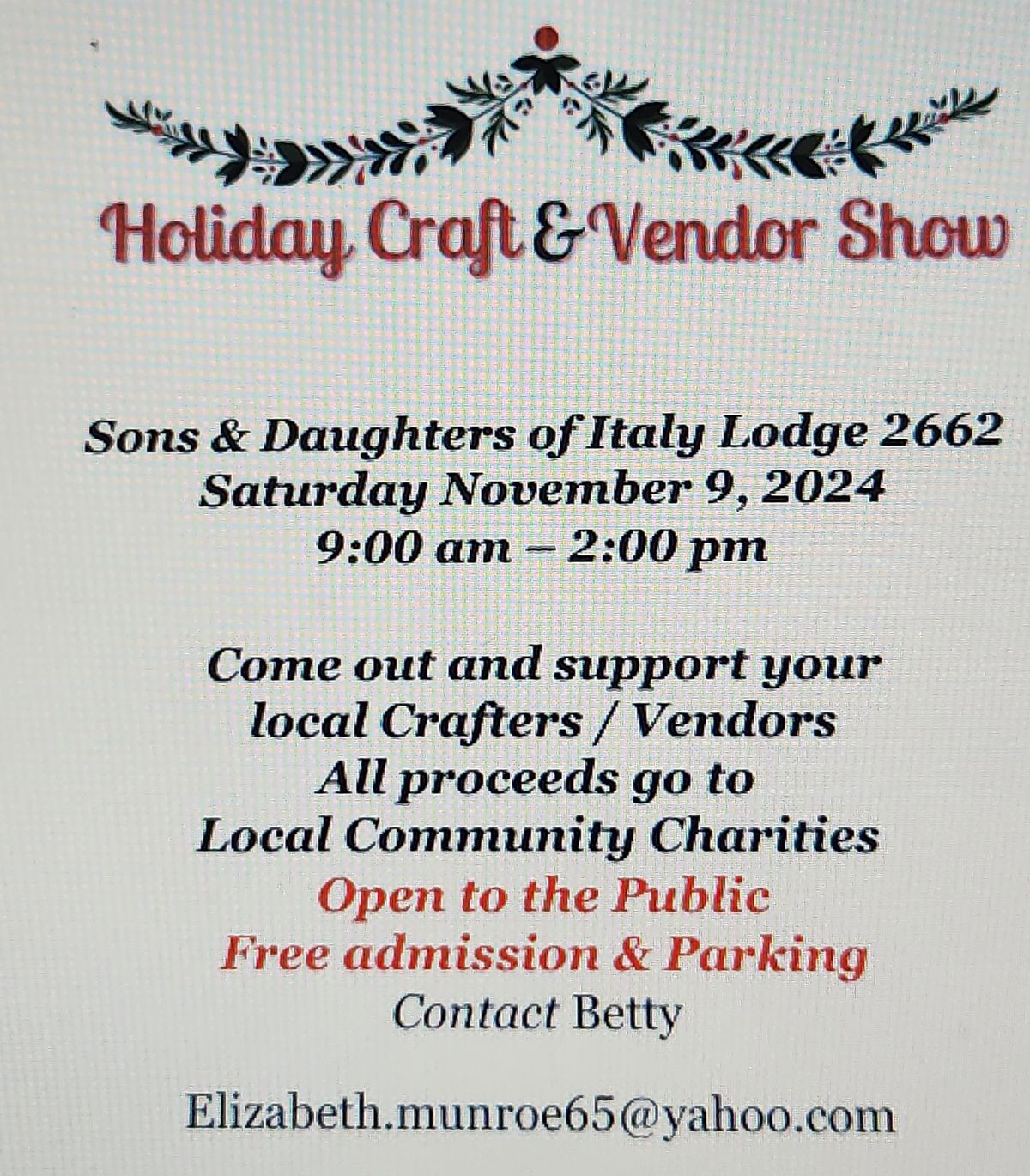 Sons of Italy #2662 Holiday Craft Show 