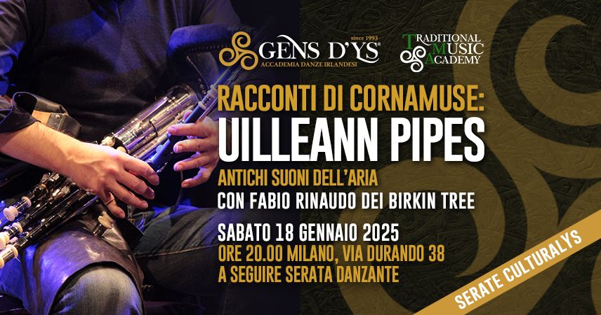 Incontri Culturali - Racconti di Cornamuse: Uilleann Pipes antichi suoni dell'aria, di Fabio Rinaudo