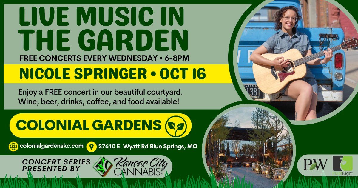 FREE concert in The Garden: Nicole Springer on Wed., October 16 at 6PM