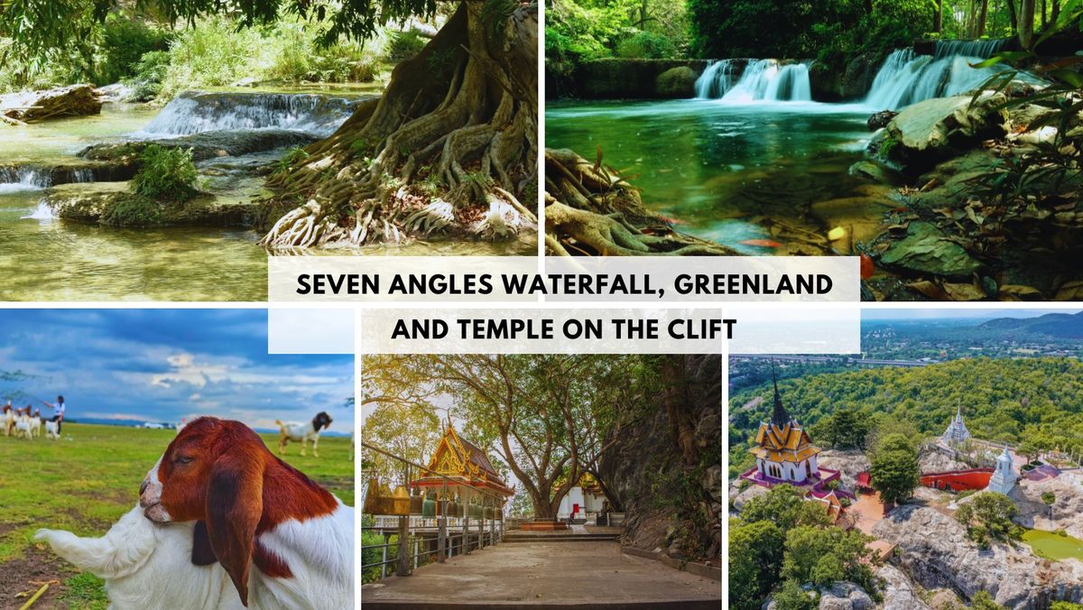 Seven Angels Waterfall, Greenland and temple on the Clift 