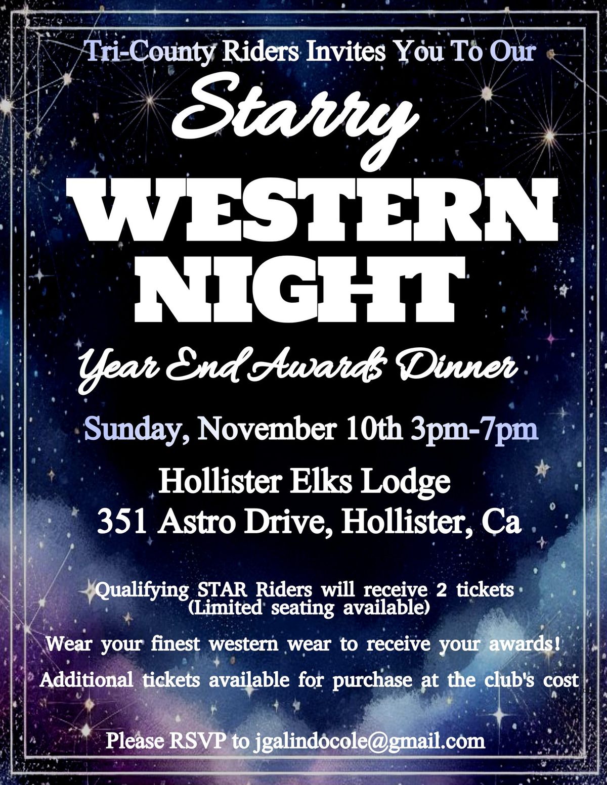 Starry Western Night Year End Awards Banquet