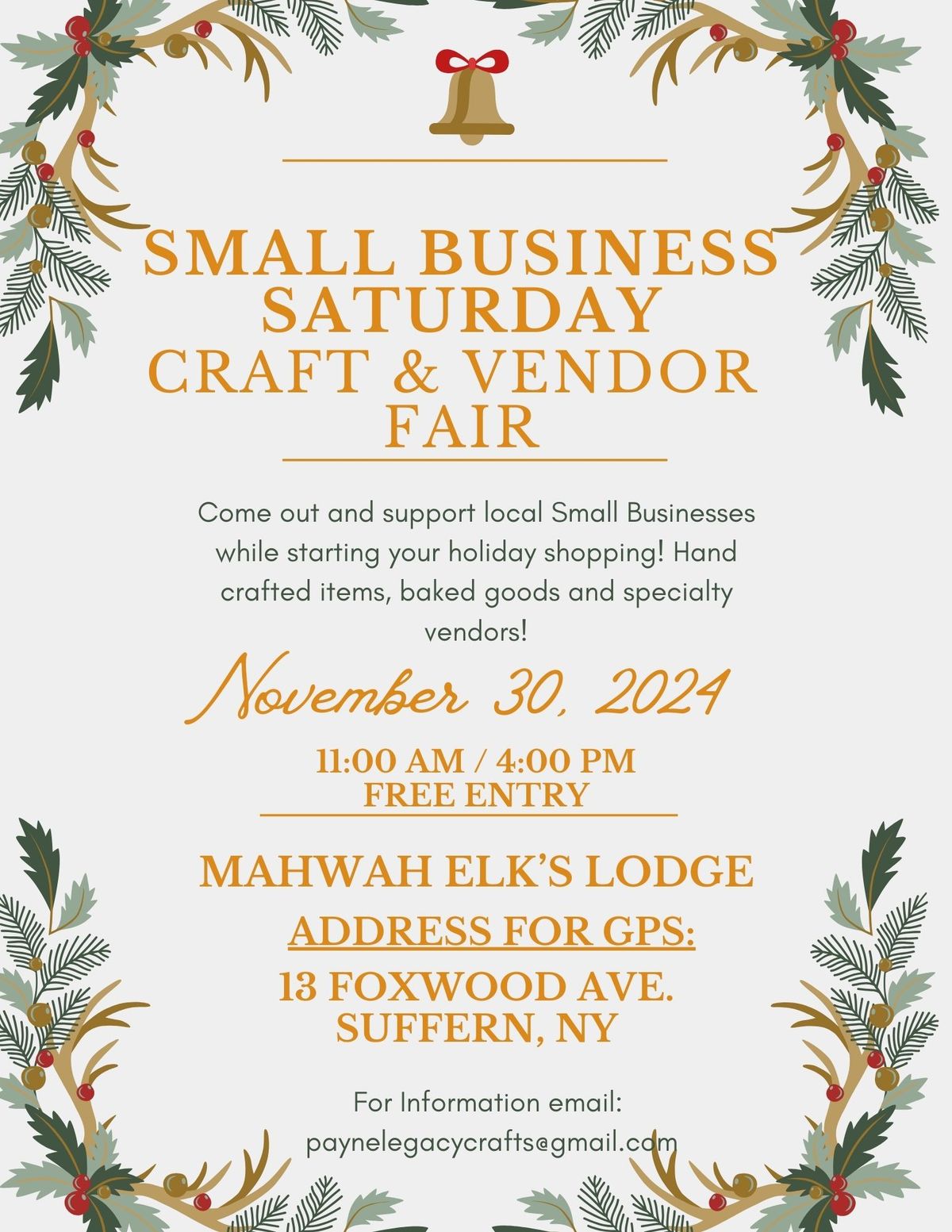 "Small Business Saturday" Holiday Vendor & Craft Fair