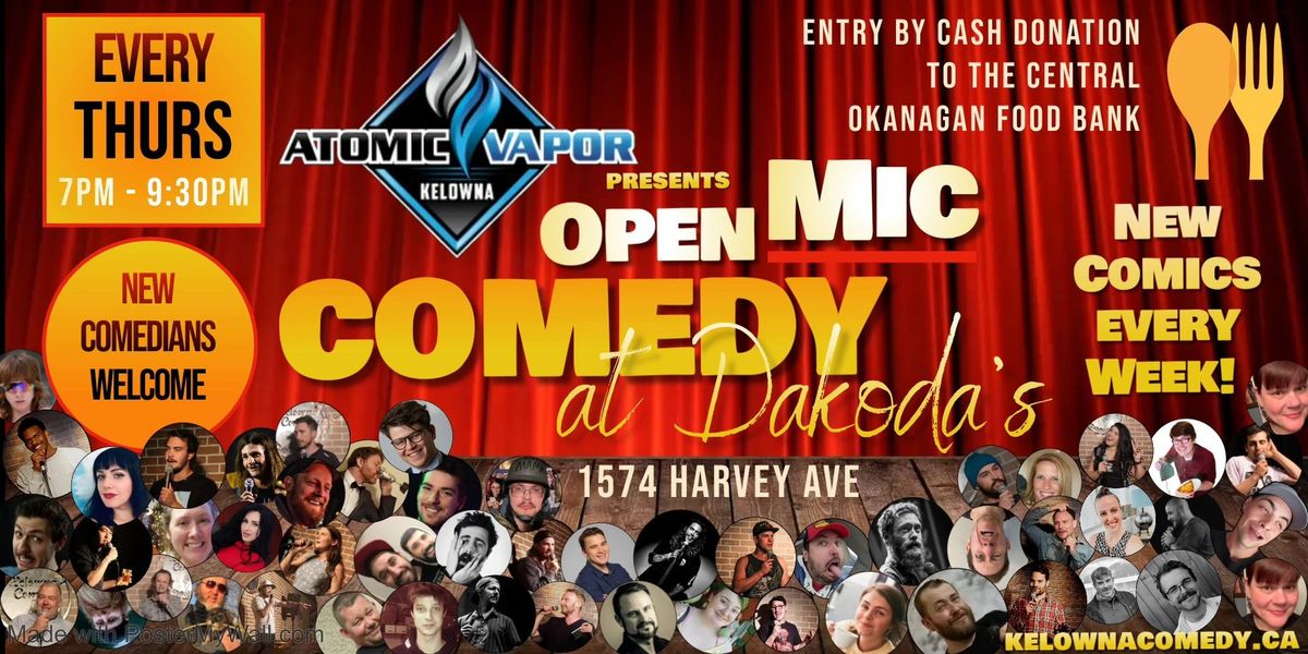 Atomic Vapor presents Open Mic Comedy for the Central Okanagan Food Bank