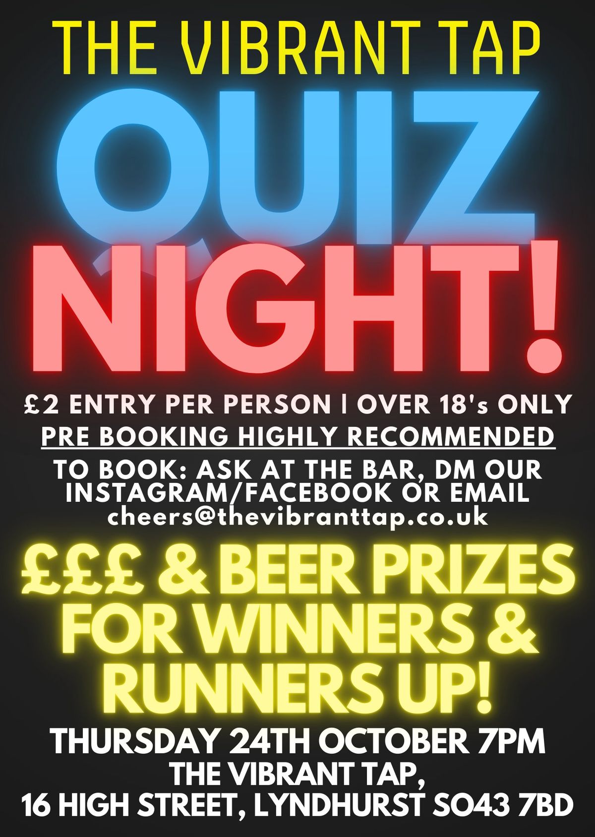 QUIZ NIGHT!! 24TH OCTOBER