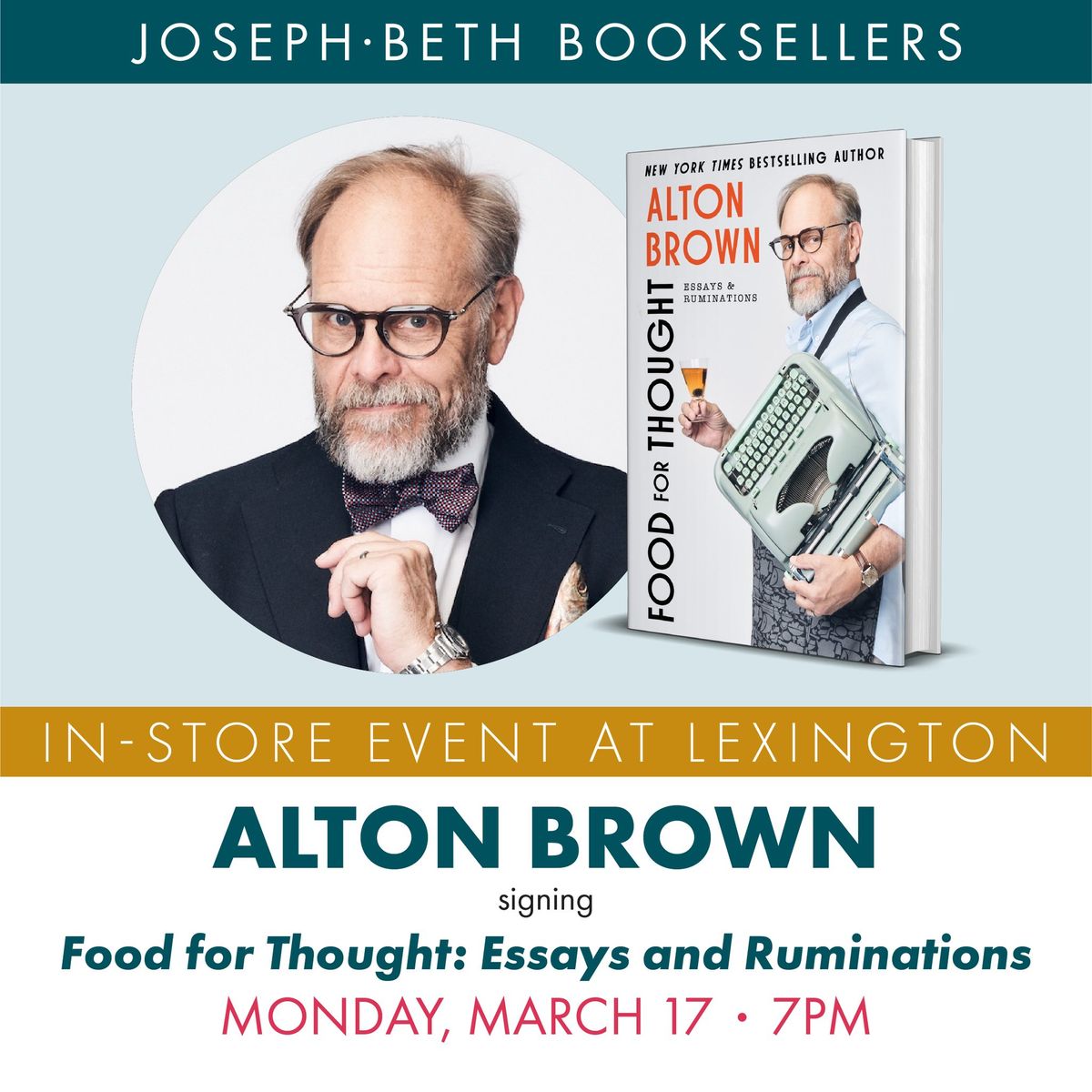 Alton Brown signing Food for Thought: Essays and Ruminations