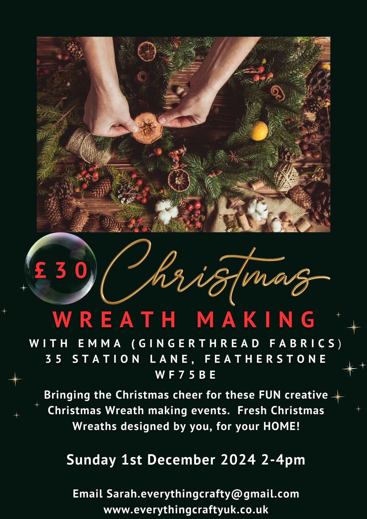 Fresh Christmas Wreath Making Sunday 1st December 2-4pm