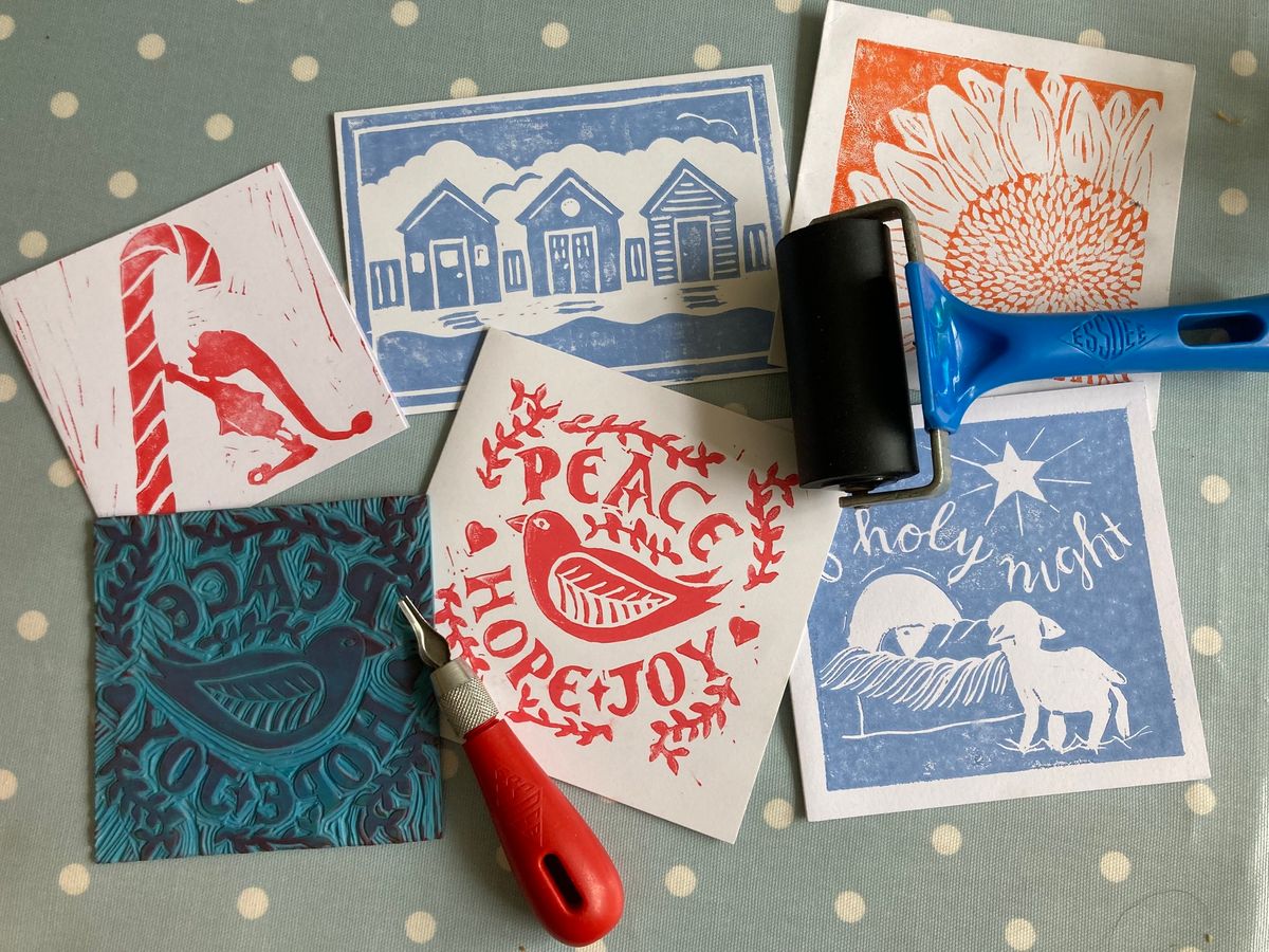 Lino print cards workshop