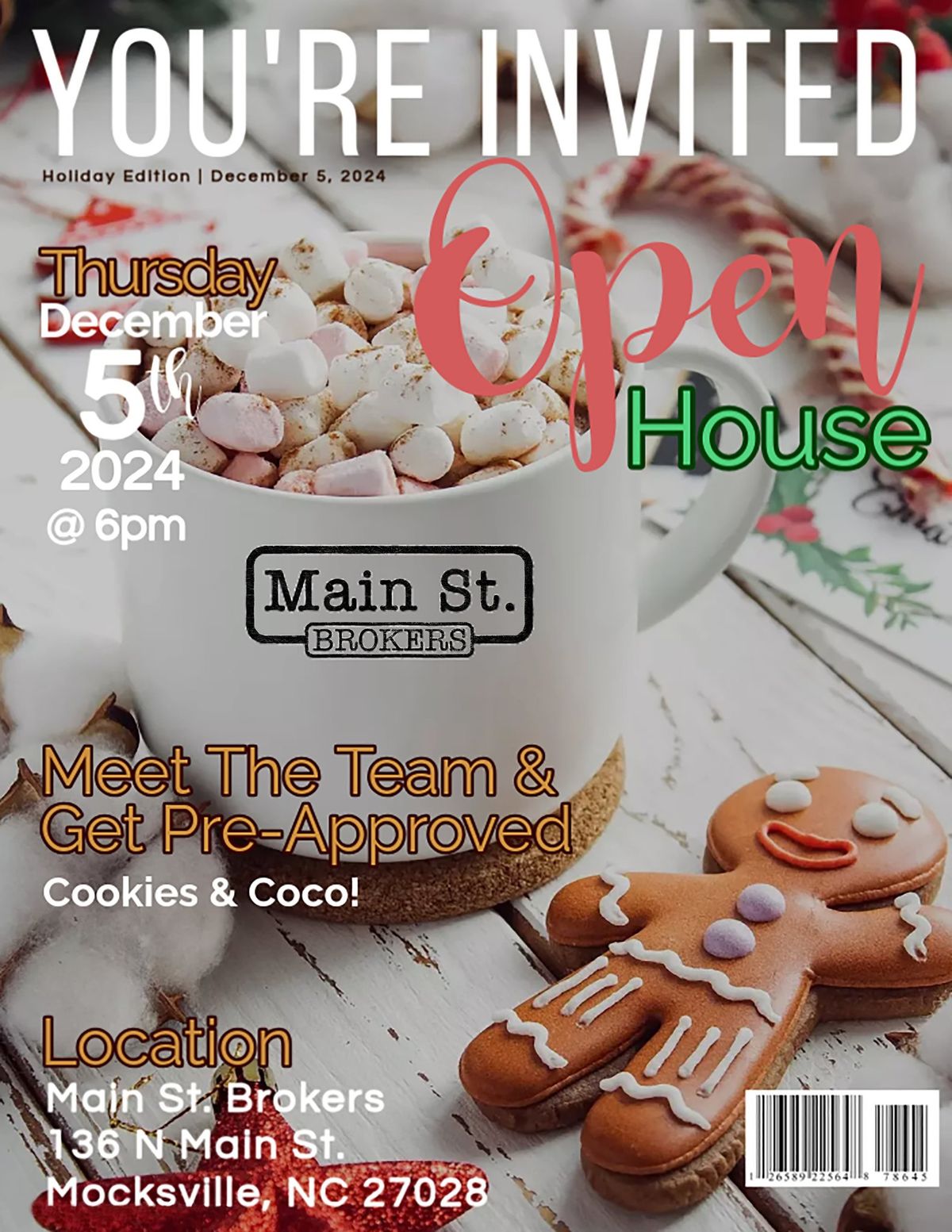 You are invited to our Open House for Cookies, Cocoa, and Conversation \u2615\ufe0f\ud83c\udf6a\ud83c\udf85\ud83c\udffc 