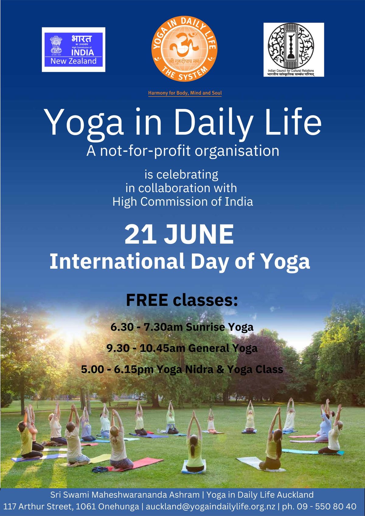 IDY - 21 June - Free yoga classes