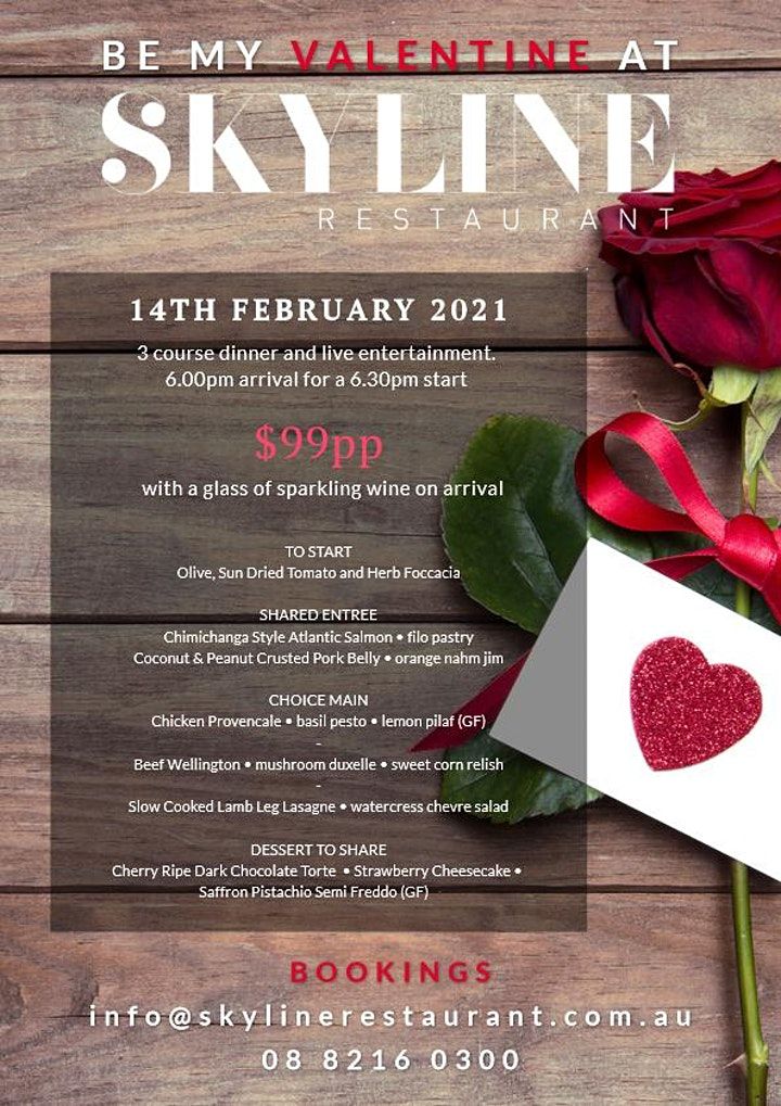 Valentines Day Dinner, Skyline Restaurant, Adelaide, 14 February 2021