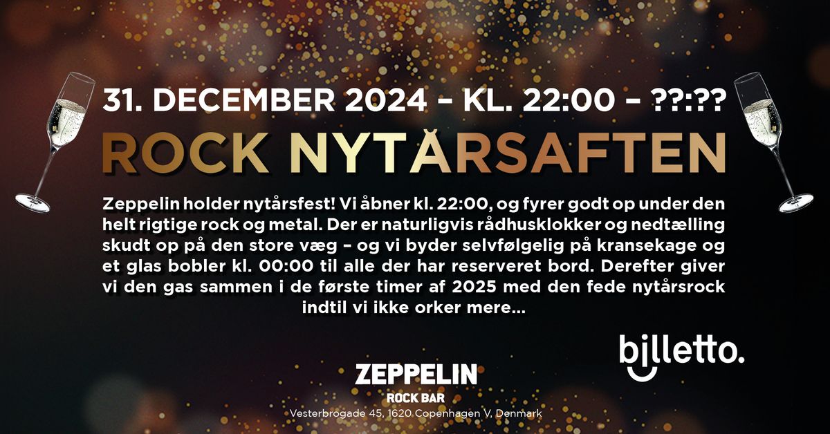 Zeppelin Rock Bar Rock Nyt\u00e5rsaften 31. december 2024