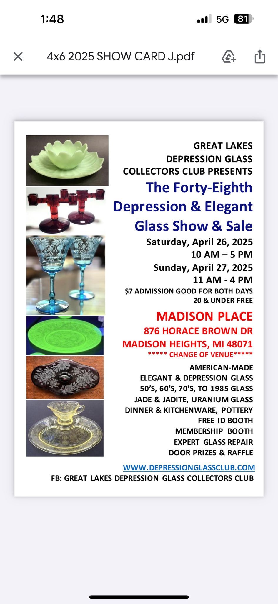 GLDGCC Depression & Elegant Glass Show & Sale