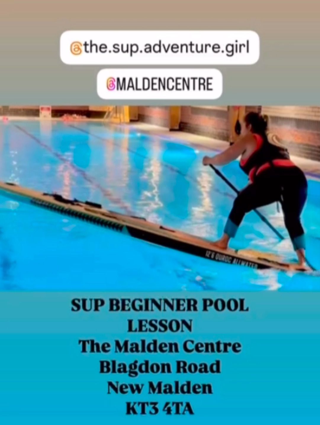 Paddleboard Lesson in the Swimming Pool, The Malden Centre, New Malden